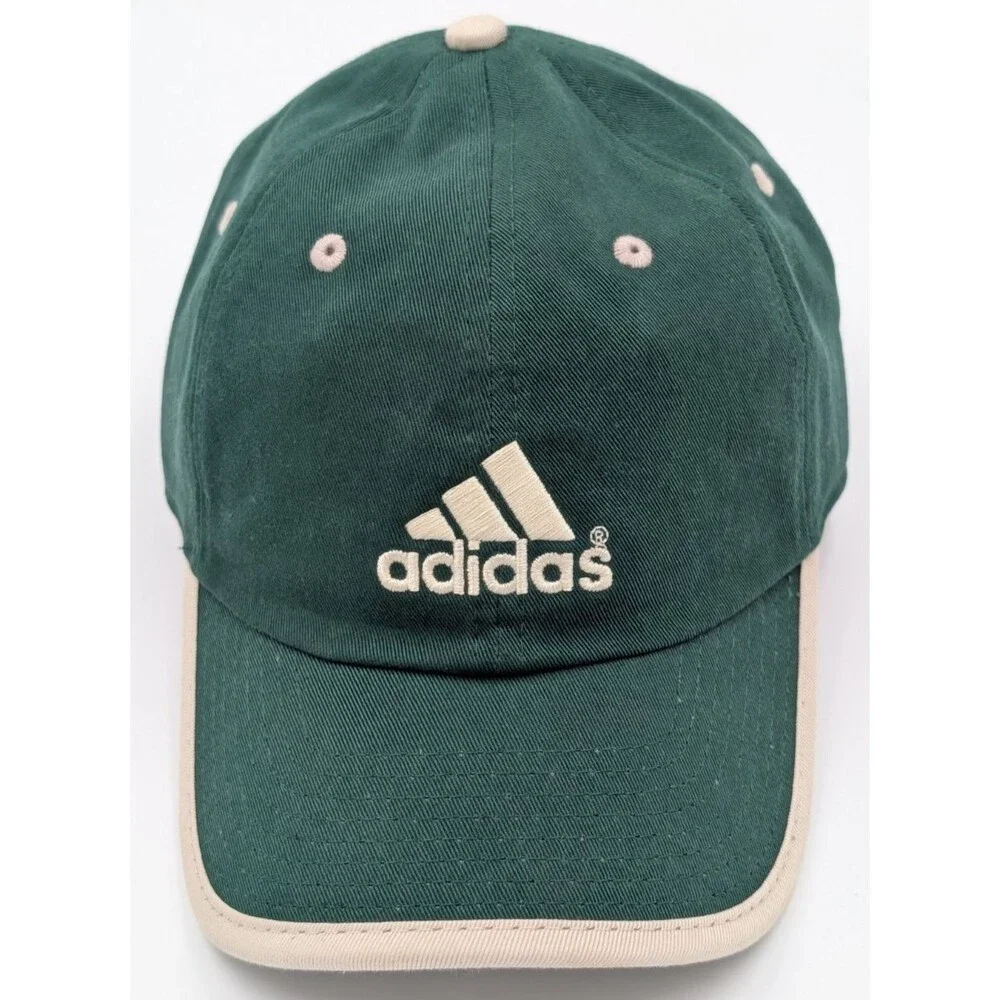 Adidas Adjustable Baseball Cap Hat Embroidered Logo Green and White